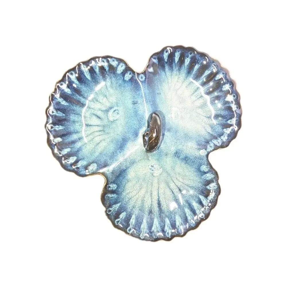 MCM 1960s California Pottery Blue Triple Section Scallop Shell Serving Tray